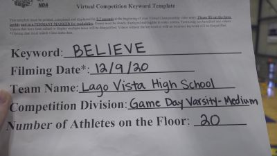 Lago Vista High School [Game Day Medium Varsity] 2020 NCA December Virtual Championship