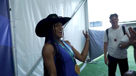 Tara Davis-Woodhall Shows Off Her Boots After Winning U.S. Olympic Trials Long Jump Championship
