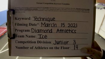Diamond Athletics - ICE [L3 Junior - D2 - Small - A] 2021 Varsity All Star Winter Virtual Competition Series: Event IV