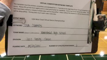 Homestead High School [Jazz Varsity - Small] 2021 USA Virtual West Coast Dance Championships