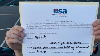 Aliso Niguel High School [Varsity Show Cheer Non Building Advanced] 2021 USA Virtual Spirit Regional #3