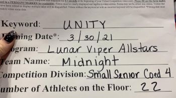 Lunar Viper Allstars - Midnight [L4 Senior Coed - Small] 2021 Mid Atlantic Virtual Championship