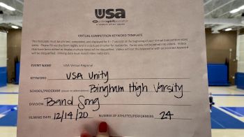 Bingham High School [High School - Band Chant - Cheer] 2020 USA Virtual Regional