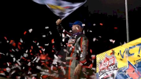 Bobby Pierce Reacts After Taking North/South Friday Prelim Feature Win