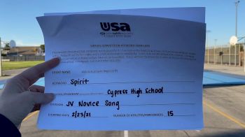 Cypress High School [Junior Varsity - Song/Pom - Novice] 2021 USA Virtual Spirit Regional #3
