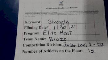 Elite Heat - Blaze [L1 Junior - D2 - Small] 2021 Varsity All Star Winter Virtual Competition Series: Event II