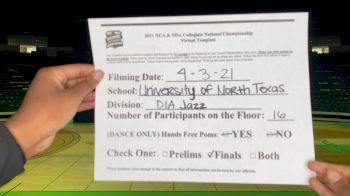 University of North Texas [Jazz Division IA Virtual Finals] 2021 NCA & NDA Collegiate Cheer & Dance Championship
