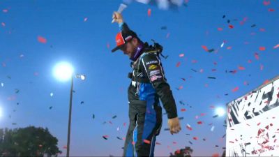 Hudson O'Neal Reacts After Scoring First Lucas Dirt Win With SSI Motorsports At Eagle
