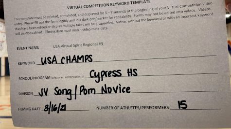 Cypress High School [Junior Varsity - Song/Pom - Novice] 2021 USA Virtual West Coast Spirit Championships