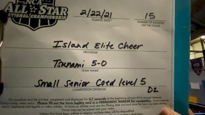 Island Elite - Tsunami 5-0 [L5 Senior Coed - D2 - Small] 2021 NCA All-Star Virtual National Championship
