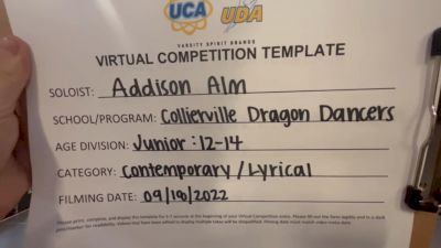 Collierville Dragon Dancers - Addison [Junior - Solo - Contemporary/Lyrical] 2022 UDA Virtual Solo Showdown