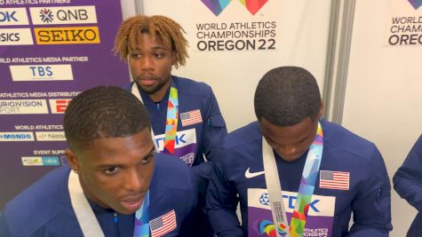 US Men Discuss Silver Medal In 4x100m