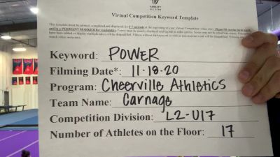 CheerVille Athletics NV - Carnage [L2 - U17] Varsity All Star Virtual Competition Series: Event V