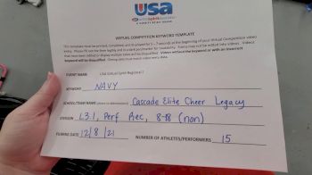 Cascade Elite Cheer [L3.1 Performance Recreation - 8-18 Years Old (NON)] 2021 USA Virtual Spirit Regional I