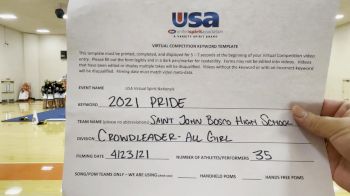 Saint John Bosco High School [Crowdleader Finals] 2021 USA Spirit & Dance Virtual National Championships